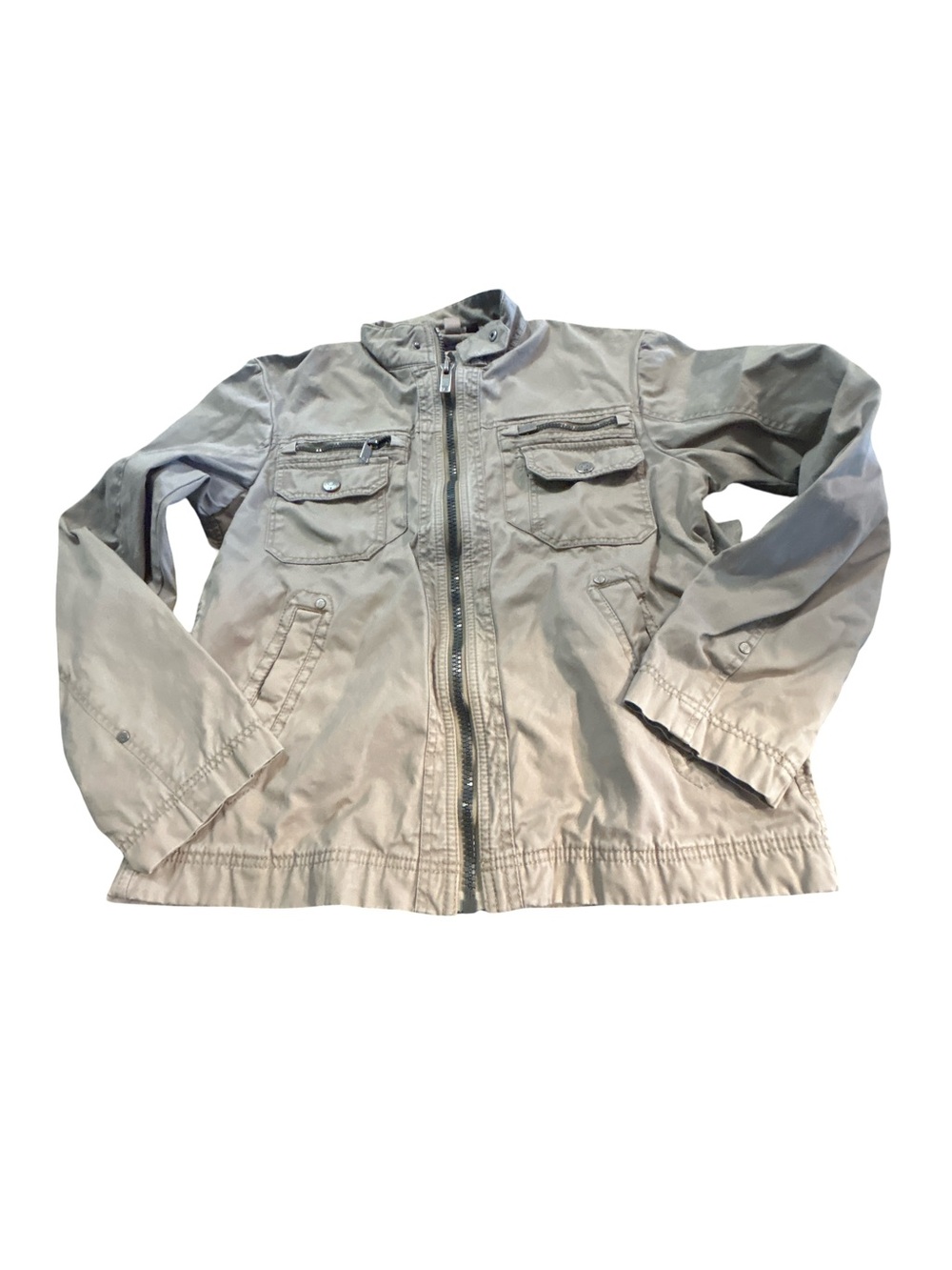 Vintage Esprit Tan Canvas Military Field Jacket Large Full Zip Cargo Utility